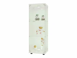 Vitrina de cristal 42×36×125cm GARHELPER - 3 estantes - 1 puerta - Cristal templado - Luz LED - Negro^ Outlet
