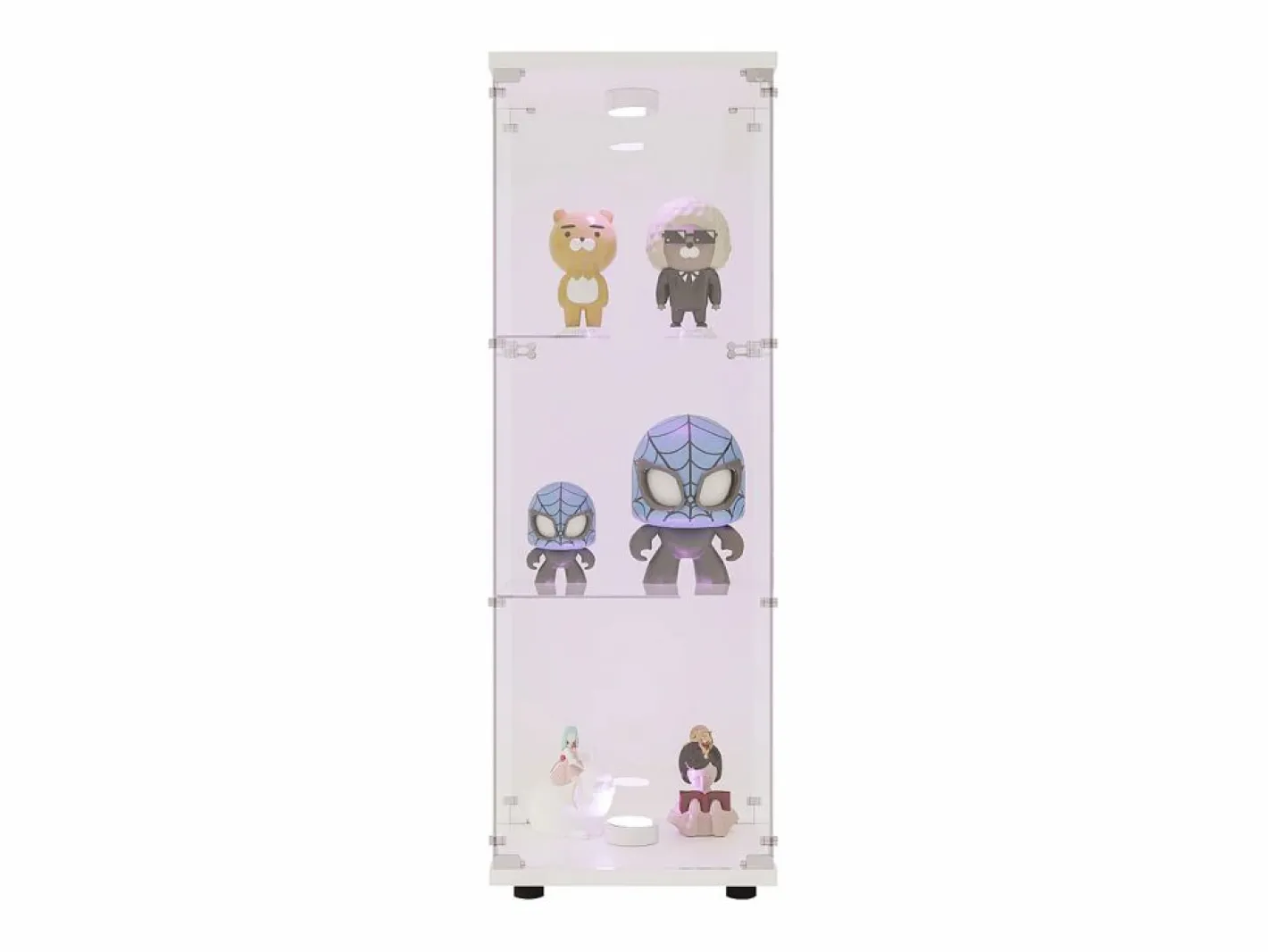 Vitrina de cristal 42×36×125cm GARHELPER - 3 estantes - 1 puerta - Cristal templado - Luz LED - Negro^ Outlet