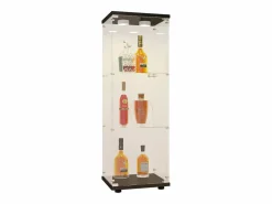 Vitrina de cristal 42×36×125cm GARHELPER - 3 estantes - 1 puerta - Cristal templado - Luz LED - Blanco^ Outlet