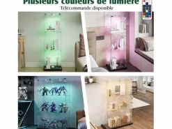 Vitrina de cristal con 4 estantes y puerta doble, vitrina para sala de estar^ Discount