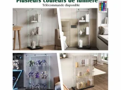 Vitrina|Vitrina de cristal con 4 estantes y puerta doble, vitrina para sala de estar
