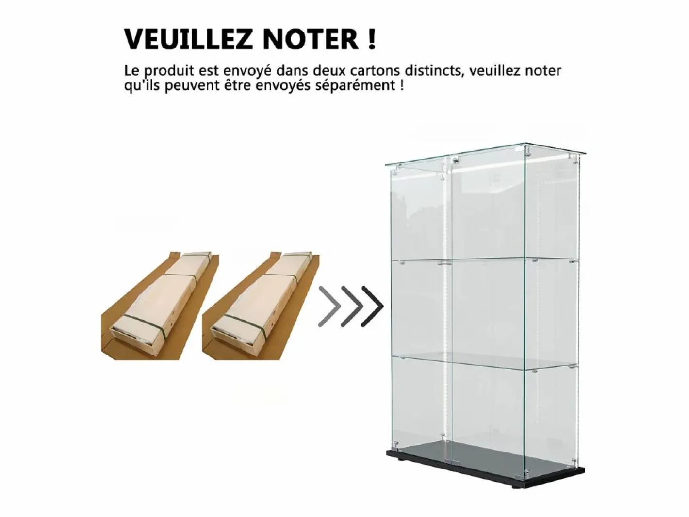 Vitrina|Vitrina de cristal con 4 estantes y puerta doble, vitrina para sala de estar