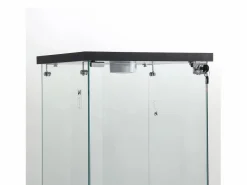 Vitrina de cristal con 3 estantes, luz LED y cerradura, color^ Hot