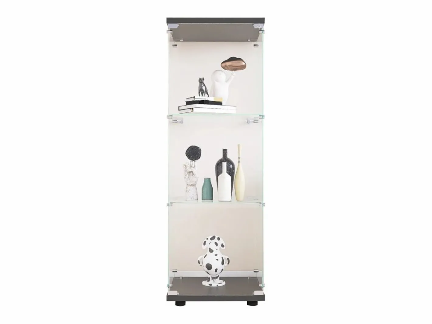 Vitrina|Vitrina de cristal de 3 estantes con puerta, estantería independiente para sala de estar, dormitorio y oficina, 42 x 36 x 125 cm, color