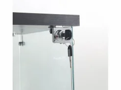 Vitrina de cristal de pie, 125 cm, con iluminación LED, cerradura, 1 puerta, 3 estantes, transparente, color Negro New