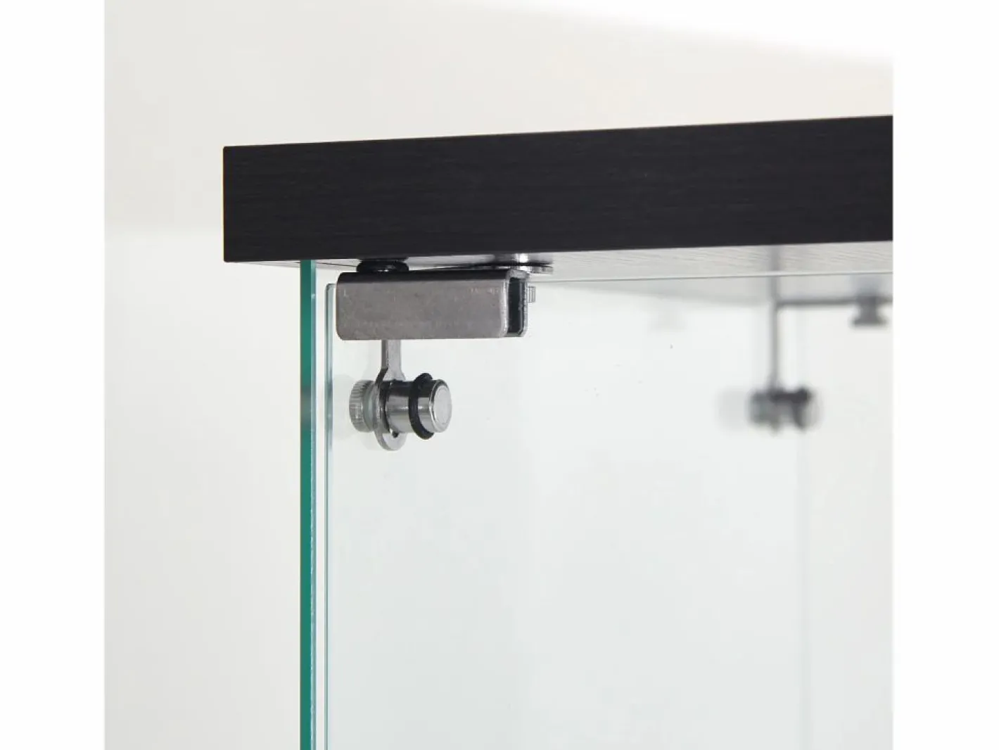 Vitrina de cristal de pie, 125 cm, con iluminación LED, cerradura, 1 puerta, 3 estantes, transparente, color Negro New