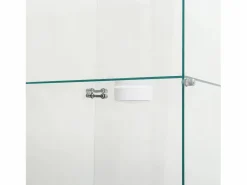 Vitrina de cristal de pie, 125 cm, con iluminación LED, cerradura, 1 puerta, 3 estantes, transparente, color Negro New