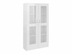 Clicnbuy Vitrina de madera contrachapada brillo 82,5x30,5x150 cm Blanco