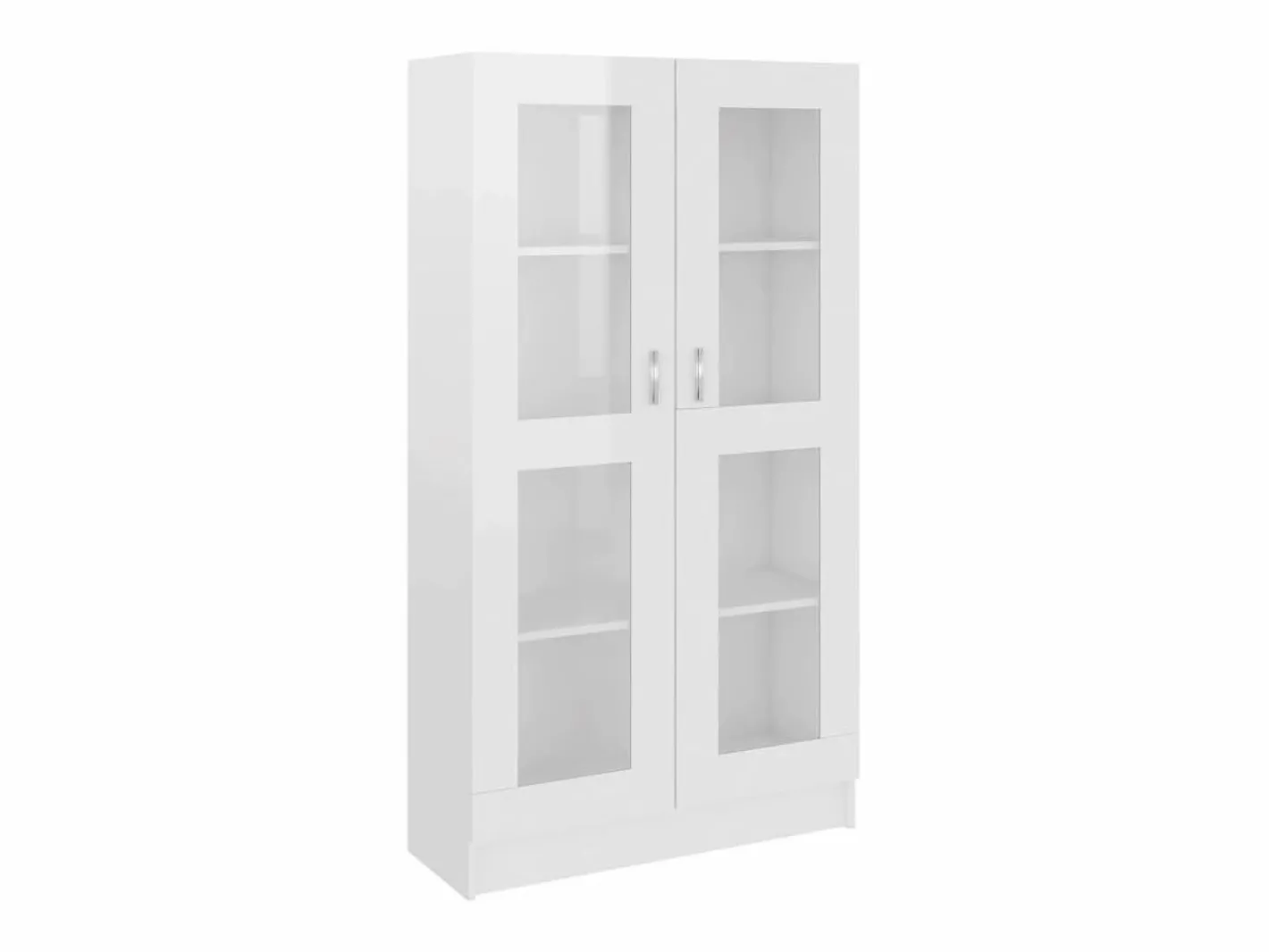 Clicnbuy Vitrina de madera contrachapada brillo 82,5x30,5x150 cm Blanco