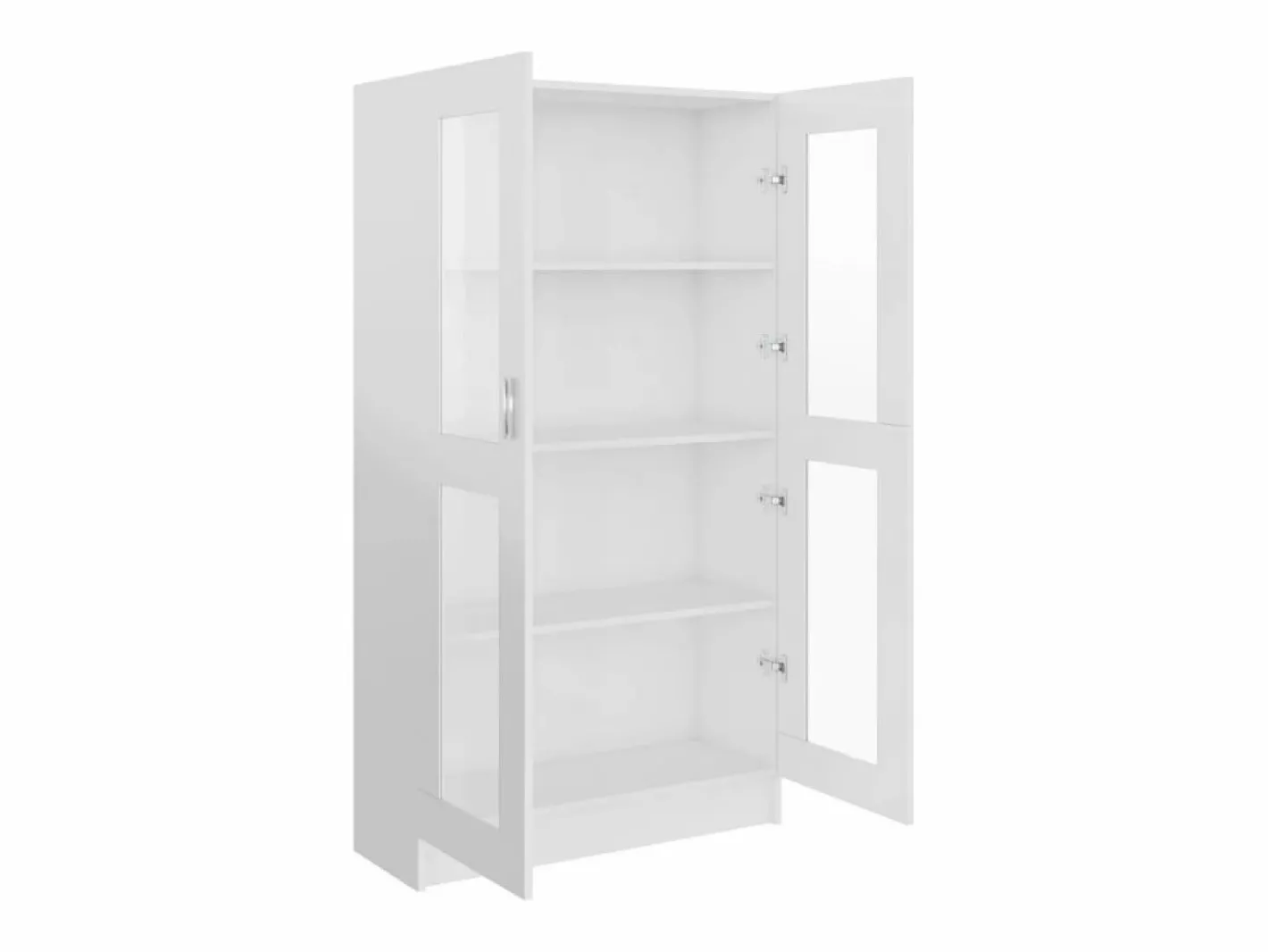 Clicnbuy Vitrina de madera contrachapada brillo 82,5x30,5x150 cm Blanco