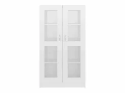Clicnbuy Vitrina de madera contrachapada brillo 82,5x30,5x150 cm Blanco