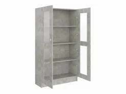 vidaxl Vitrina de madera contrachapada hormigón 82,5x30,5x150cm Gris Discount