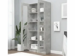 Clicnbuy Vitrina|Vitrina de madera contrachapada hormigón 82,5x30,5x185,5cm