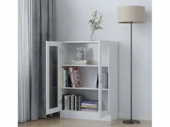 Clicnbuy Vitrina de madera contrachapada 82,5x30,5x115 cm Blanco New