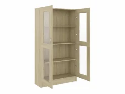 vidaxl Vitrina de madera contrachapada color roble 82,5x30,5x150 cm Marru00f3n Online