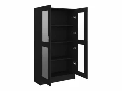 vidaxl Vitrina de madera contrachapada 82,5x30,5x150 cm Negro Clearance