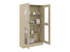 Clicnbuy Vitrina|Vitrina de madera contrachapada color roble 82,5x30,5x150 cm