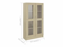 Clicnbuy Vitrina|Vitrina de madera contrachapada color roble 82,5x30,5x150 cm