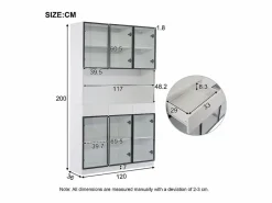 DripeX Vitrina de Pared - 6 Puertas Cristal + 3 Cajones - con LED RGB - Panel de Partículas 120x36x200cm Blanco Online
