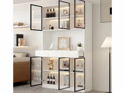 DripeX Vitrina de Pared - 6 Puertas Cristal + 3 Cajones - con LED RGB - Panel de Partículas 120x36x200cm Blanco Online