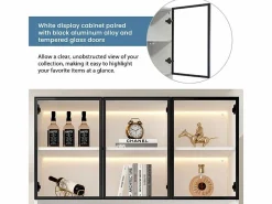 DripeX Vitrina de Pared - 6 Puertas Cristal + 3 Cajones - con LED RGB - Panel de Partículas 120x36x200cm Blanco Online