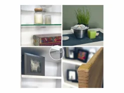 Vitrina|Vitrina Granada, Armario Vitrina Made in Germany con Puerta de Cristal e Inserto de Cristal, blanco mate/mezclilla mate (50 x 122,5 x 34,5 cm)