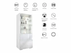 Vitrina Granada, Armario Vitrina Made in Germany con Puerta de Cristal e Inserto de Cristal, mate/ mate (50 x 122,5 x 34,5 cm)^ Online