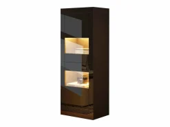Merax Vitrina lacada con LEDs + 1 estante de cristal + puerta - 61 x 42 x 162 cm - aglomerado - Negro Discount