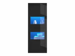 Merax Vitrina lacada con LEDs + 1 estante de cristal + puerta - 61 x 42 x 162 cm - aglomerado - Negro Discount