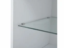 OKWISH Vitrina|Vitrina LED con 1 cajón de almacenamiento, 4 puertas y estantes de cristal - blanca