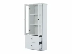 Vitrina LED moderna 60x35x165 cm - con puerto USB - Mando a distancia 16 colores - con 2 cajones - con 2 puertas de cristal -^ModernLuxe Clearance
