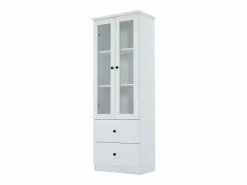 Vitrina LED moderna 60x35x165 cm - con puerto USB - Mando a distancia 16 colores - con 2 cajones - con 2 puertas de cristal -^ModernLuxe Clearance