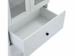 Vitrina LED moderna 60x35x165 cm - con puerto USB - Mando a distancia 16 colores - con 2 cajones - con 2 puertas de cristal -^ModernLuxe Clearance