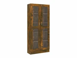 vidaxl Vitrina madera contrachapada roble ahumado 82,5x30,5x185 cm Marru00f3n Online