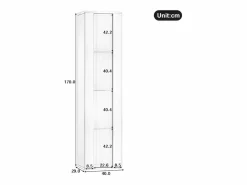 Merax Vitrina multifunción - 40 x 29 x 170 cm - con puerta de cristal + LEDs - PB + Cristal - Blanco Online