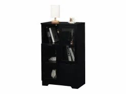 Vitrina negra - Mueble de comedor con 2 puertas y 1 cajón - almacenaje abierto - para dormitorio y salón^ Best