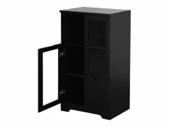 Vitrina negra - Mueble de comedor con 2 puertas y 1 cajón - almacenaje abierto - para dormitorio y salón^ Best