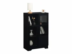 Vitrina negra - Mueble de comedor con 2 puertas y 1 cajón - almacenaje abierto - para dormitorio y salón^ Best