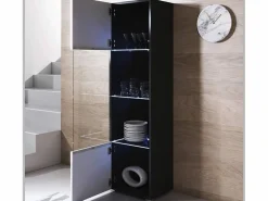 MB Muebles Bonitos Vitrina para Salón comedor en Negro y Blanco con LED 40x29x167cm Luke V6 Negro / Blanco Sale