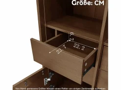 Merax Vitrina|Vitrina reutilizable con acabado nogal - 75,5 x 35 x 164,5 cm - frontal de cristal + balda + cajón oculto - MDF - natural