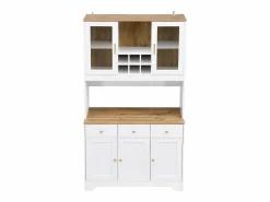 ModernLuxe Vitrina 94.5x30x175.5 cm - 3 cajones y 5 puertas - superficie de aspecto madera - Blanco Discount