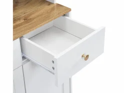 ModernLuxe Vitrina 94.5x30x175.5 cm - 3 cajones y 5 puertas - superficie de aspecto madera - Blanco Discount