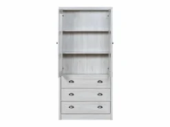 Vitrina 80x34x171 cm - con 2 puertas de vidrio - 3 cajones - gris + natural^ModernLuxe Clearance