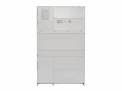 ModernLuxe Vitrina 120x36x200 cm con LED - 6 puertas de cristal y 3 cajones - Blanco