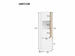 Vitrina 50x40x179cm - con iluminación LED - con 2 puertas - Estantes ajustables - Blanco + Natural^ModernLuxe Sale