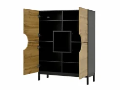 Vitrina y zapatero 2 en 1: diseño moderno con estantes ajustables y amplio espacio de almacenamiento. Negro Online