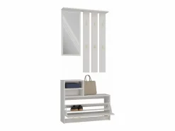 TOPESHOP VITTORIA - Armario recibidor - Colgador de pared + espejo + zapatero - 180x85x24 - Armario recibidor Beige Best