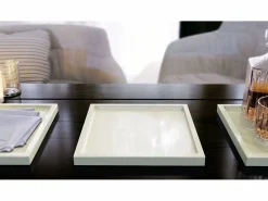 Vladon Cuenco decorativo Maya, moderno Plato decorativo cuadrado, de alto brillo, Juego de 2 (20 x 1,8 x 20 cm) Crema New