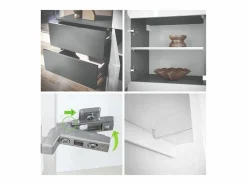 Vladon Mueble recibidor Carlton Set 2, Mueble de entrada compuesto por 1 Perchero, 1 Armario de cajones, antracita mate/ de alto brillo (105 x 193 x 35 cm)^ Clearance