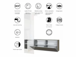 Vladon Mueble recibidor Carlton Set 4, Mueble de entrada compuesto por 1 Perchero, 1 Zapatero, antracita mate/hormigón oxidado (156,5 x 193 x 35 cm) Color natural oscuro